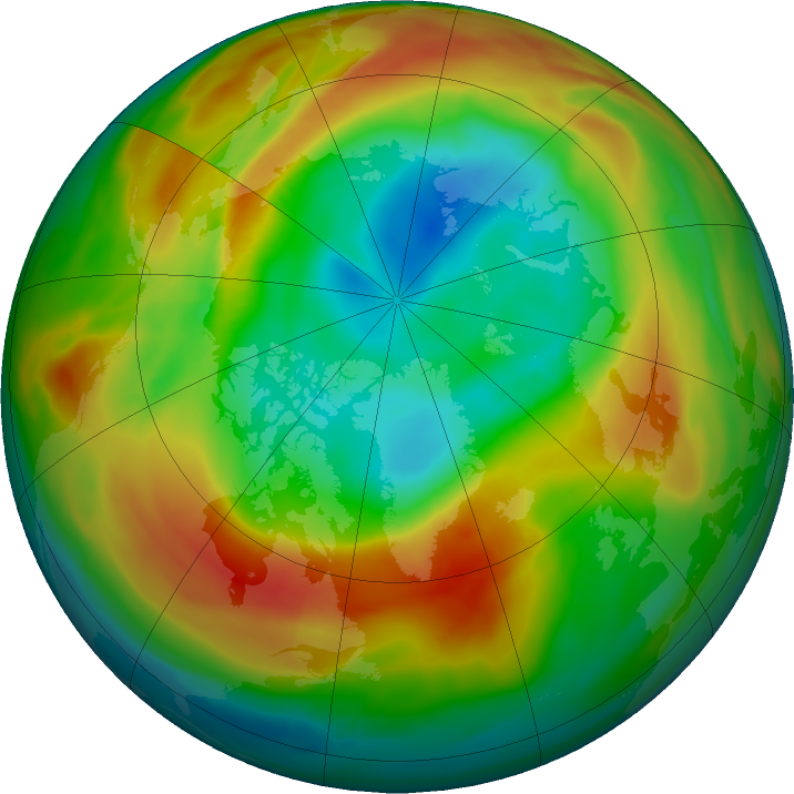Arctic ozone map for 19 February 2020